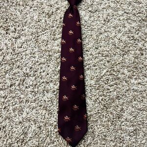 Vintage. Coachman. Elegant Burgundy & Equine Patterned Tie. Derby Ready.